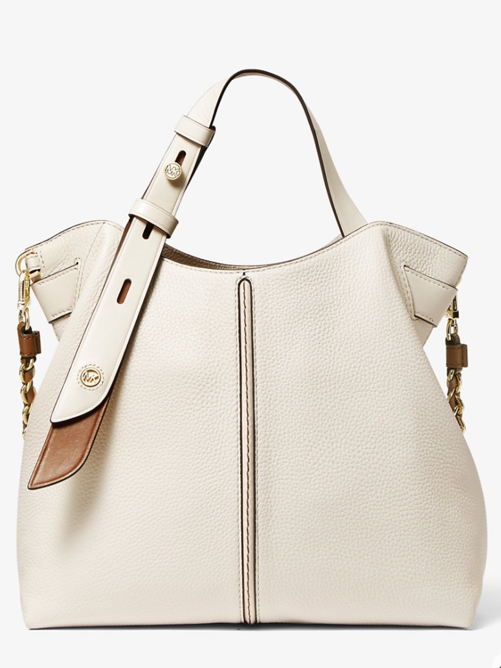 Michael Kors Downtown Astor Cream Small Pebbled Leather Shoulder Bag